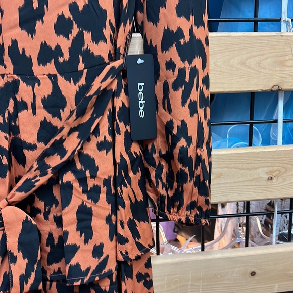 NWT,bebe Faux Wrap Tiered Skirt Dress,oramilt color - Picture 7 of 17